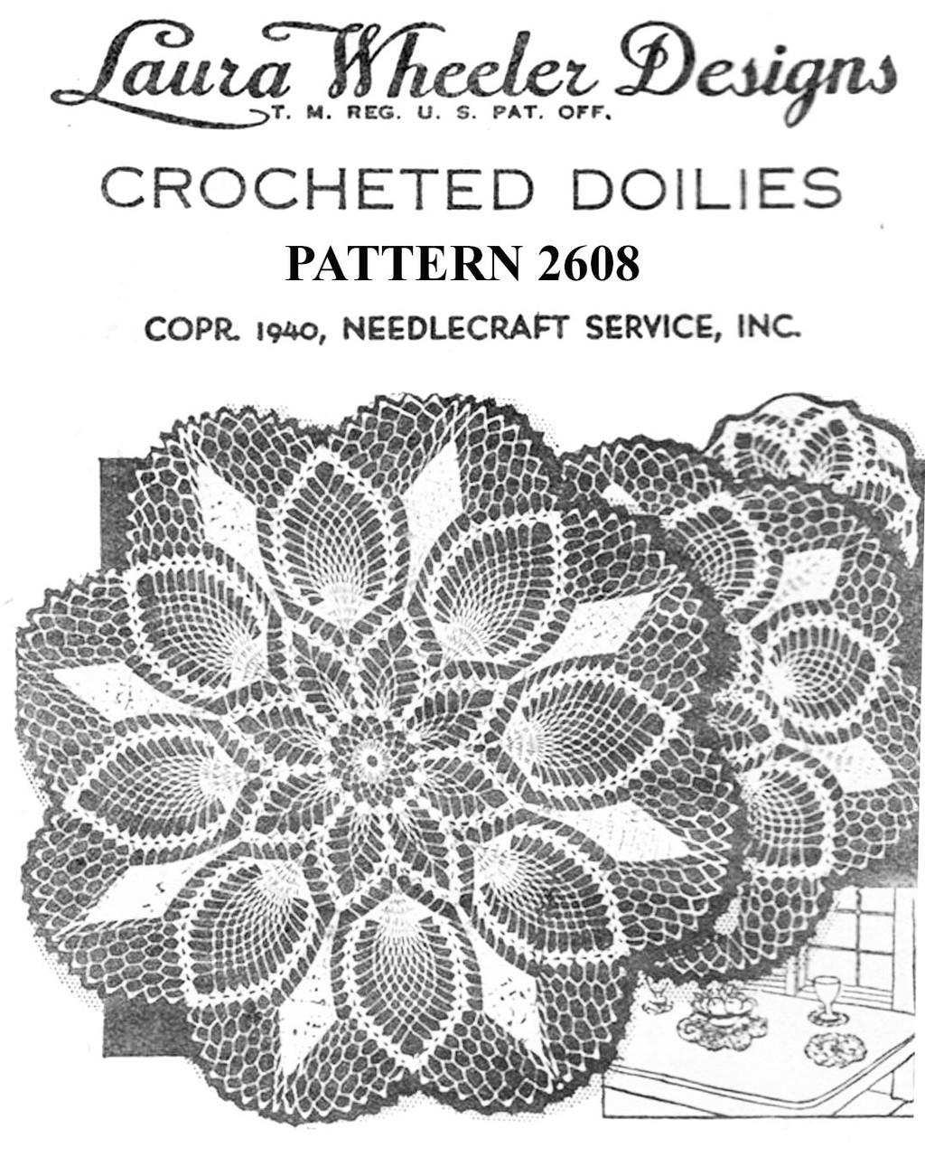 Pineapple Crocheted Luncheon Set Pattern Design 2608