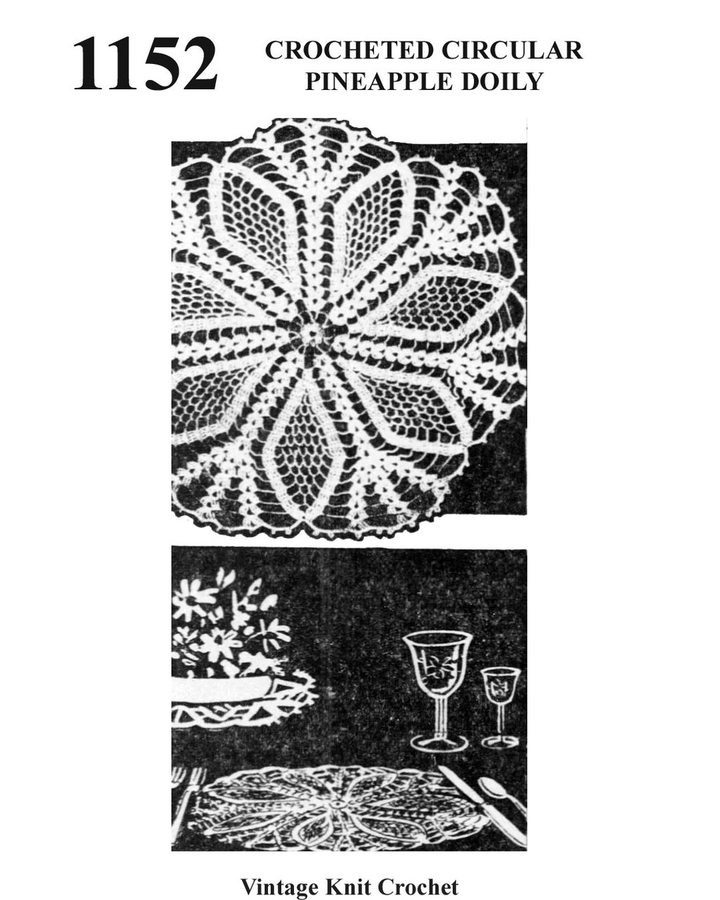Large Pineapple crocheted doily pattern Design 1152
