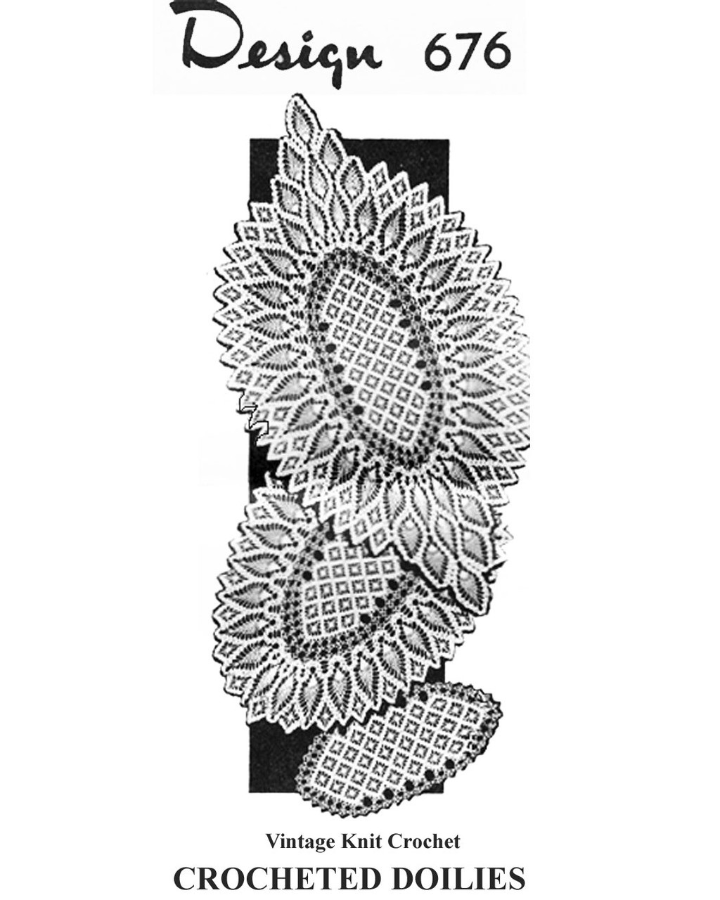 Oval Pineapple Doilies, 2 sizes small medium large, Laura Wheeler Design 676