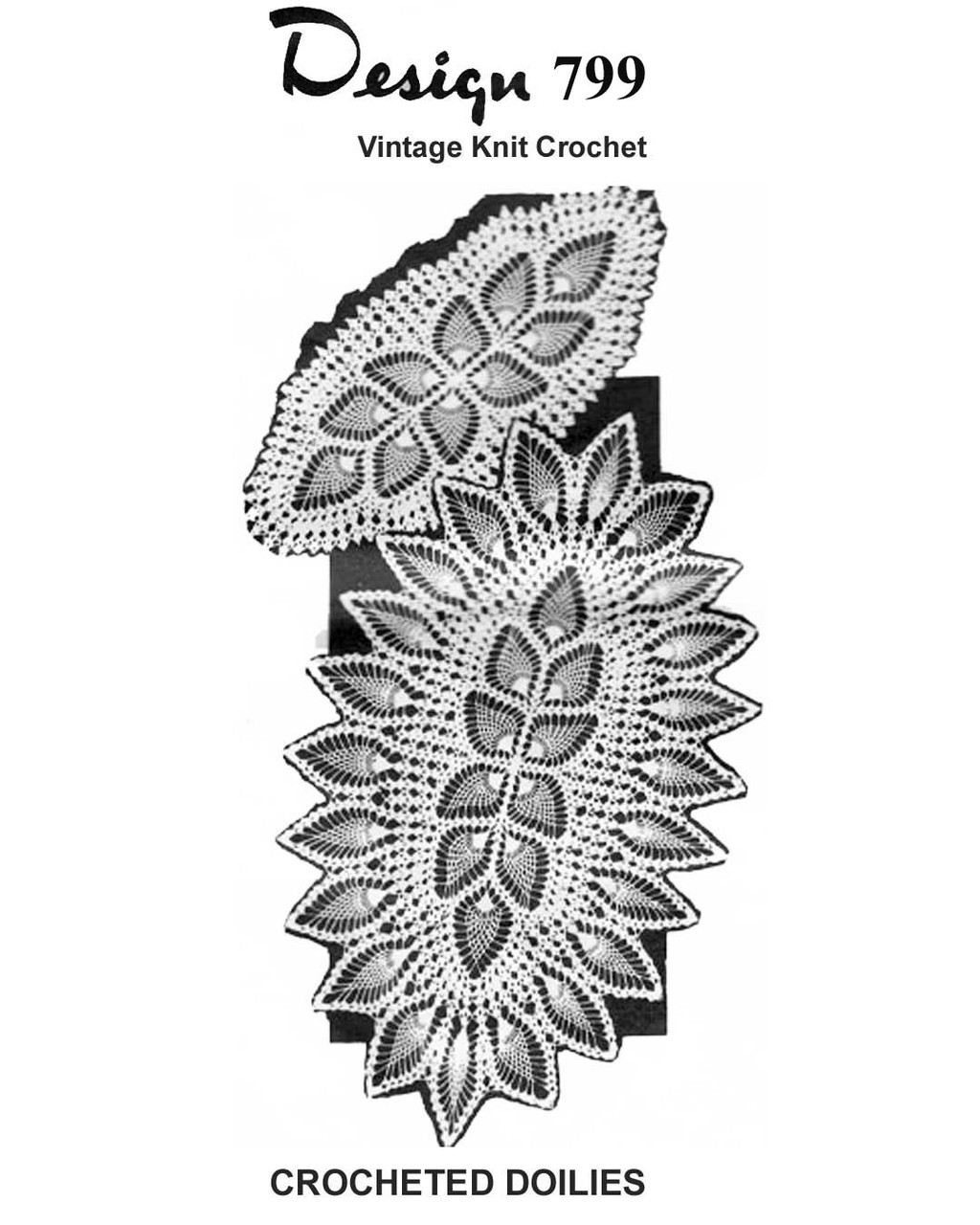 Vintage Oval Crocheted Doilies in Pineapple Stitch Design 799