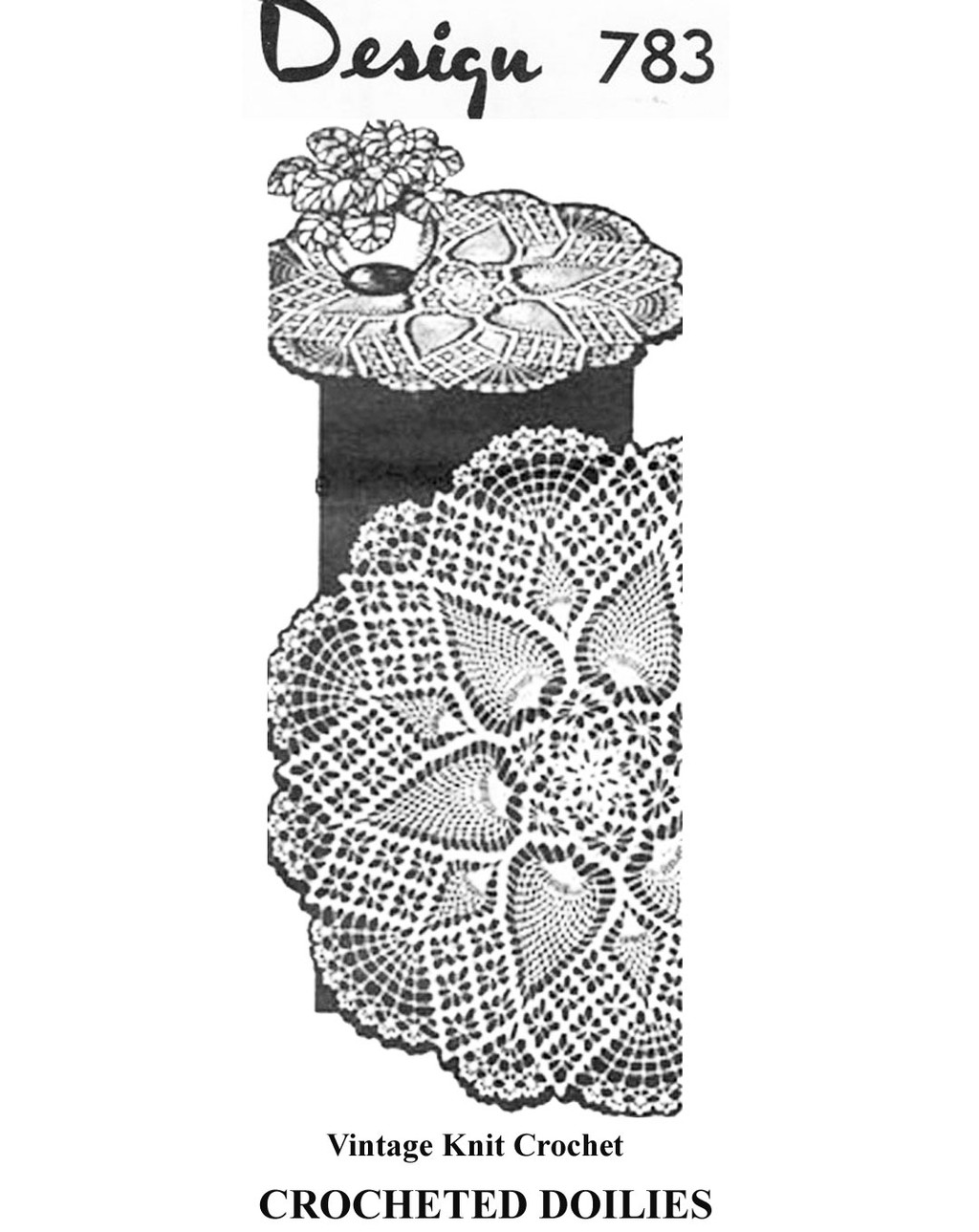 Pineapple Crocheted Doilies, Large and Small Design 783