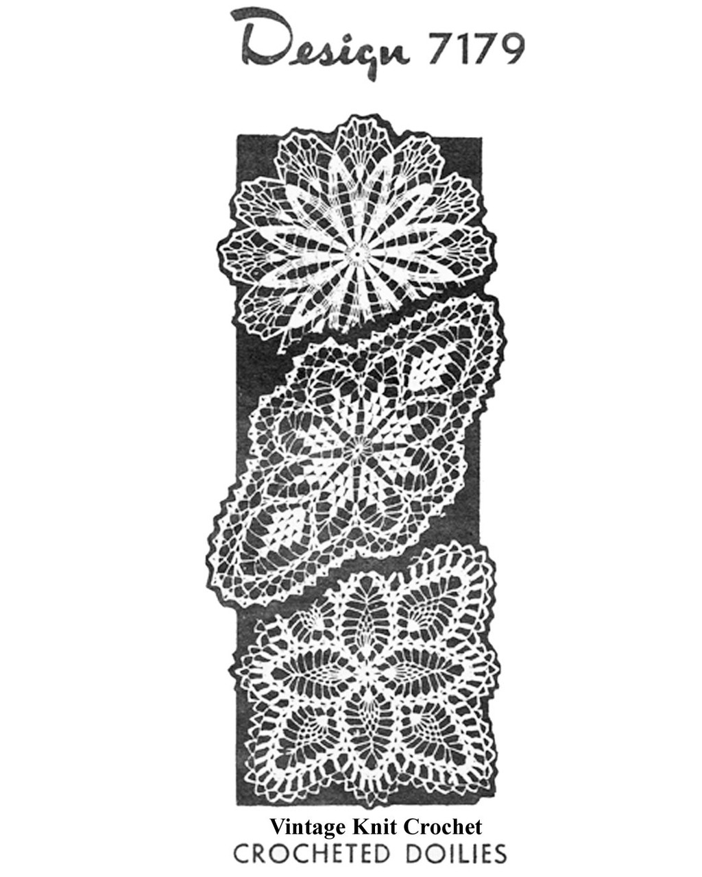 Three small crocheted doilies Design Pattern 7179