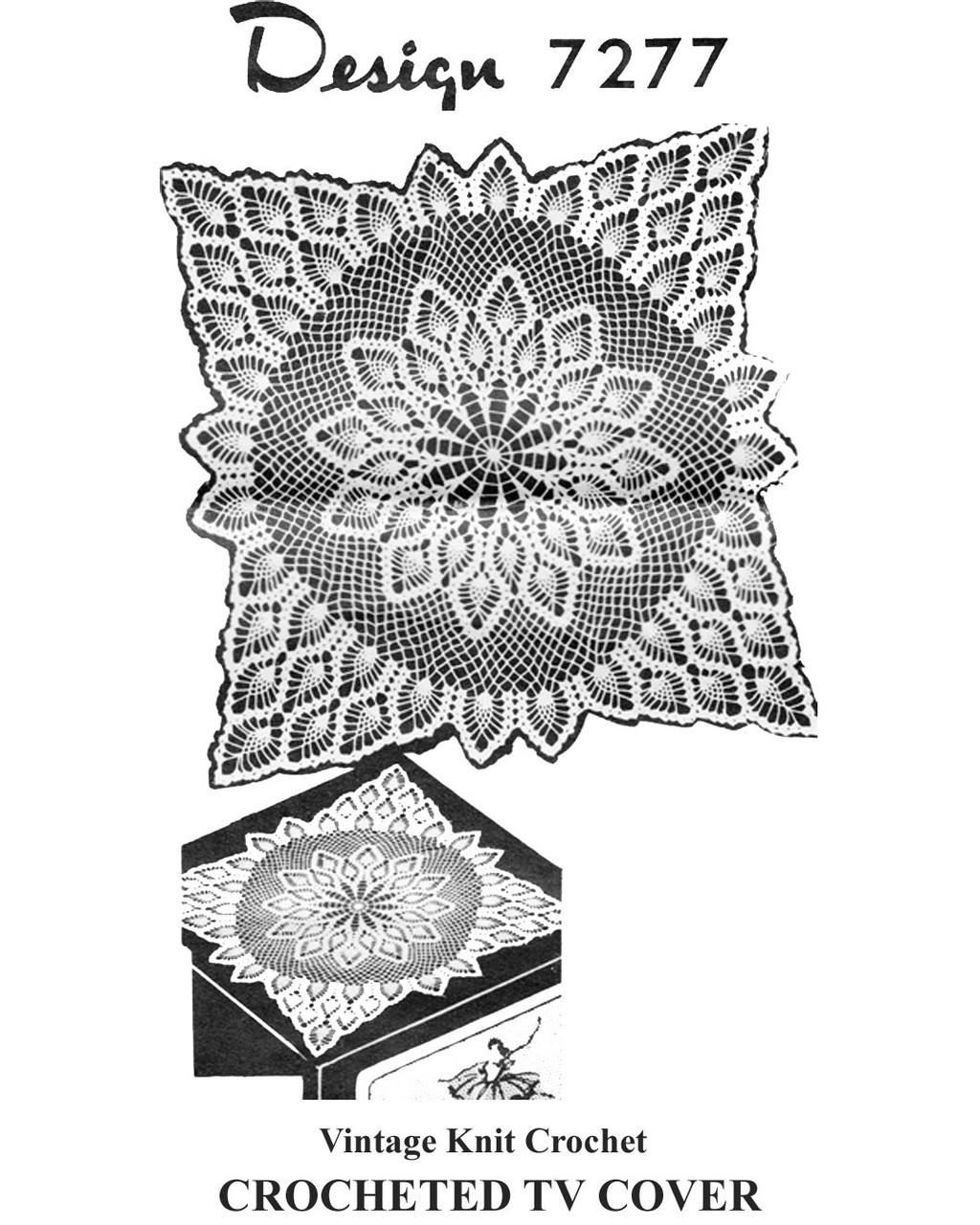 Large Crochet Pineapple Square, TV Cover Design 7277