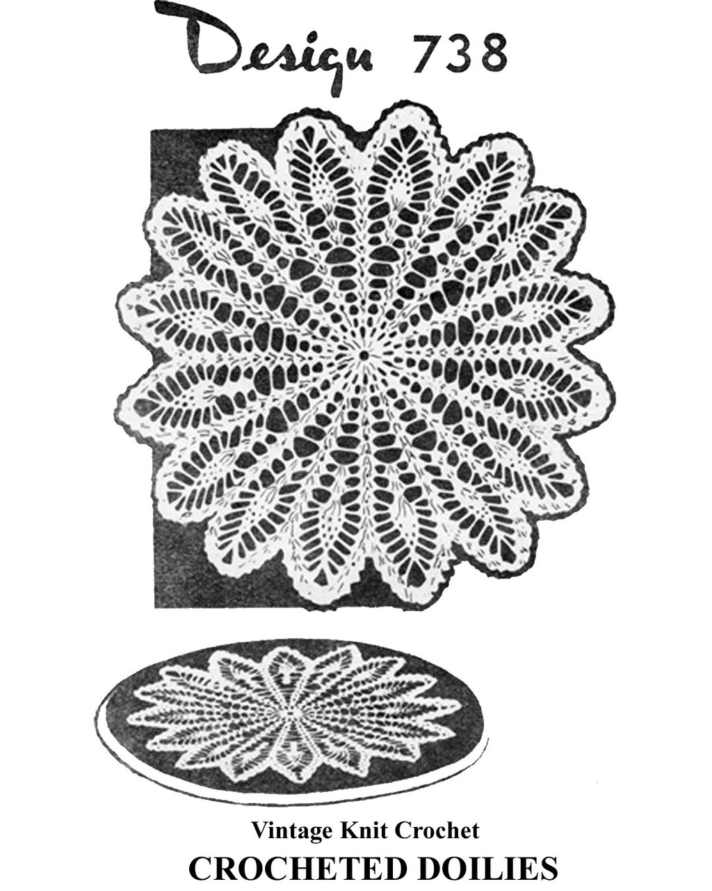 Pineapple Wheel Crocheted Doilies Pattern, Design 738