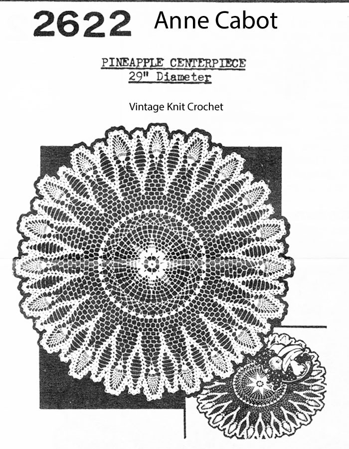 Pineapple Centerpiece doily pattern no 2622