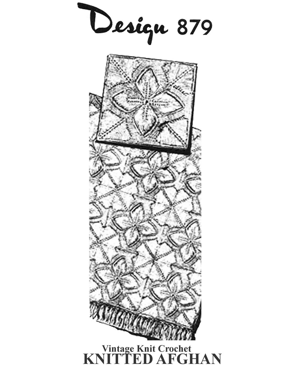 Knitted Flower Afghan with Raised Leaf Motif, Design 879