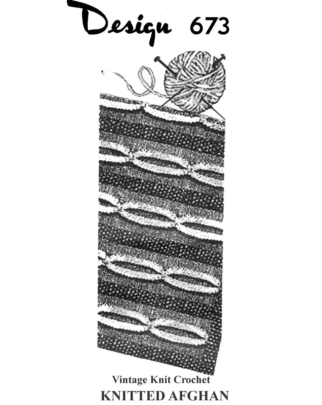 Knitted Afghan Pattern in Seed Stitch, Mail Order Design 673