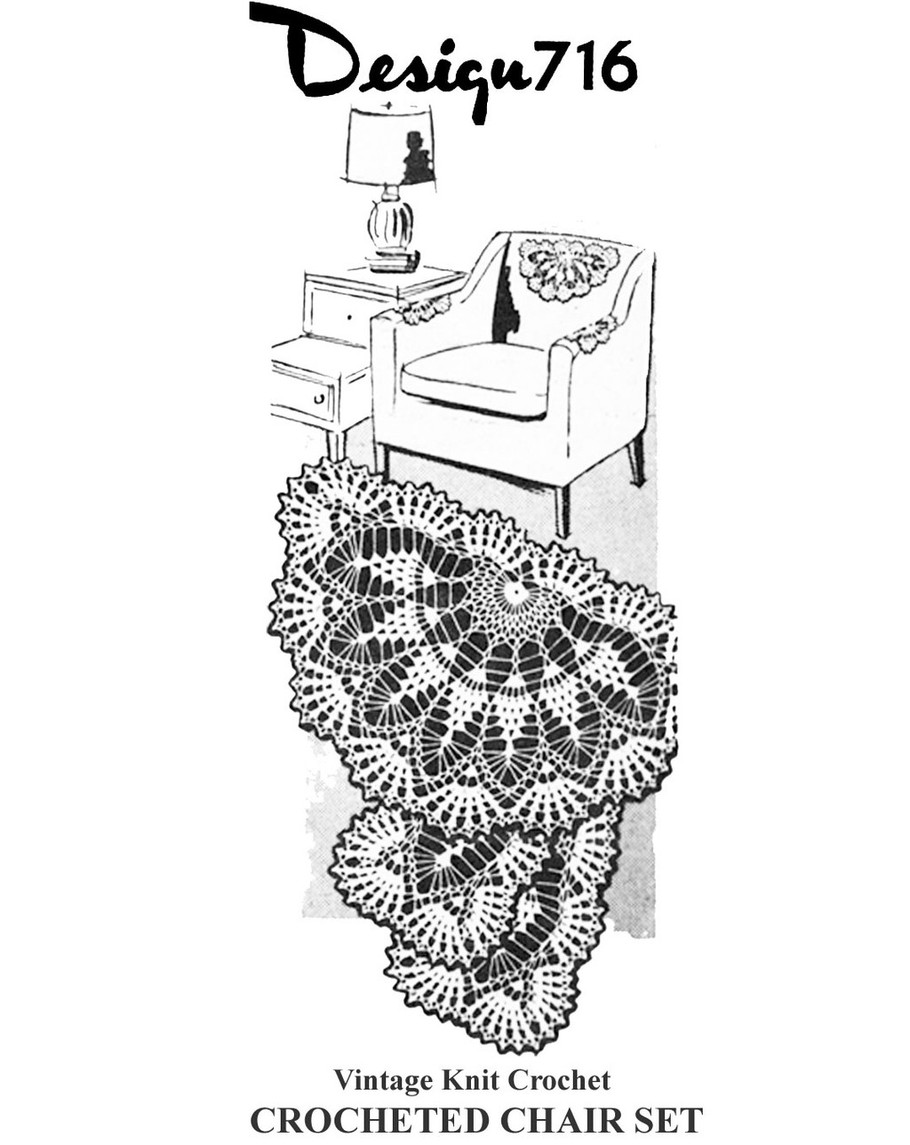 Crocheted Pineapple Chair Doily Pattern Set for Design 716