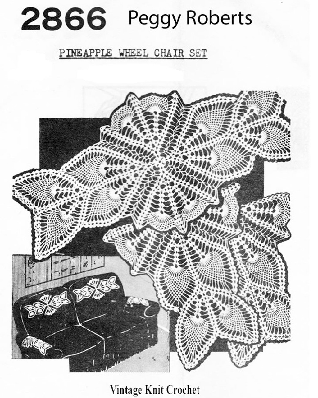 Pineapple Davenport Chair Set Pattern, Mail Order No 2866