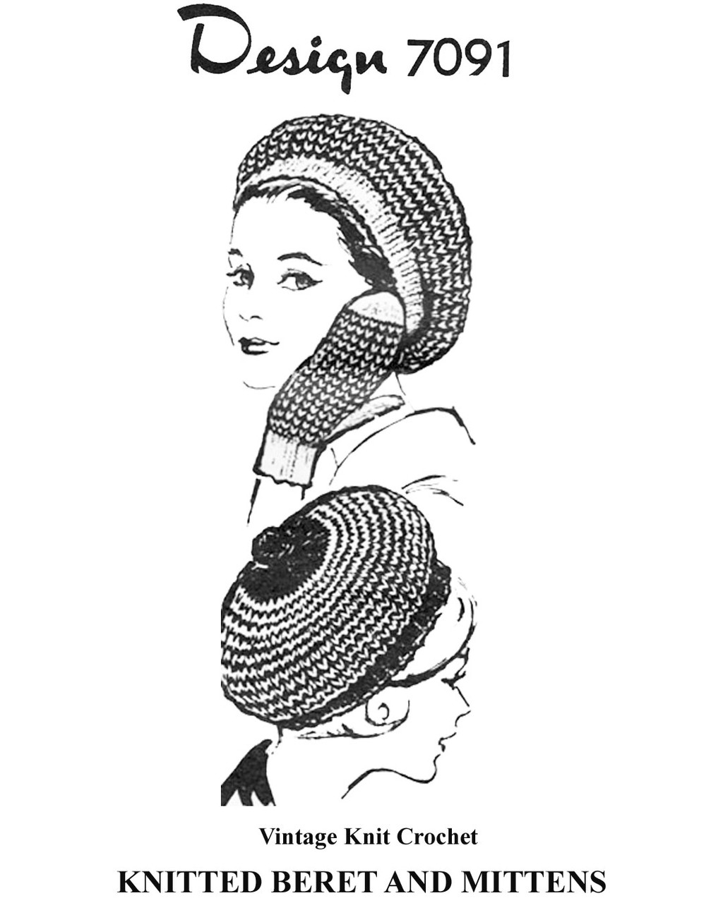Knitted Beret Hat Pattern, Alice Brooks Design 7091