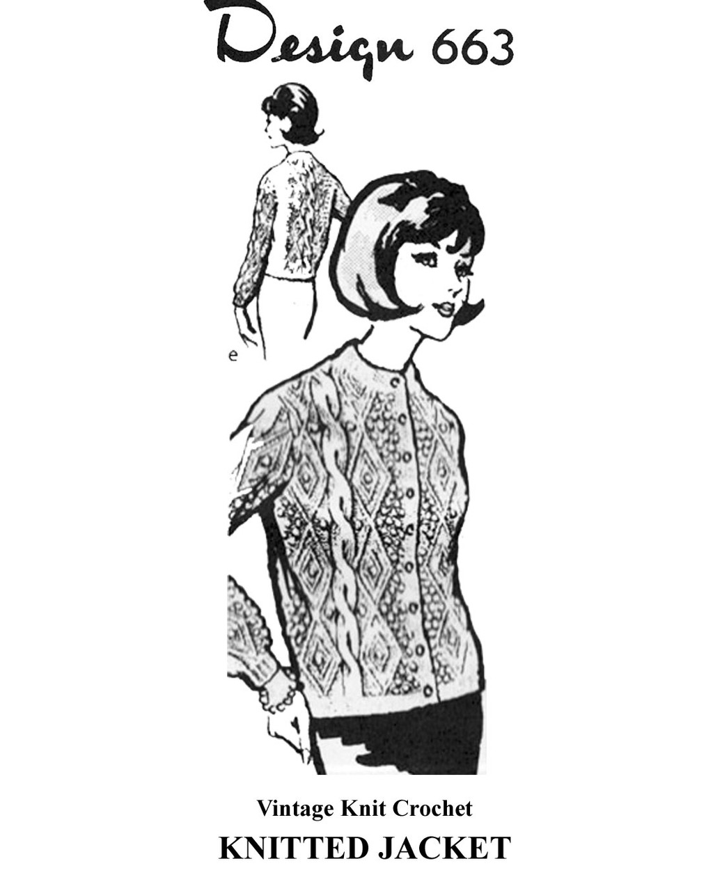 Knitted Irish Fisherman Jacket Pattern. Mail Order Design 663