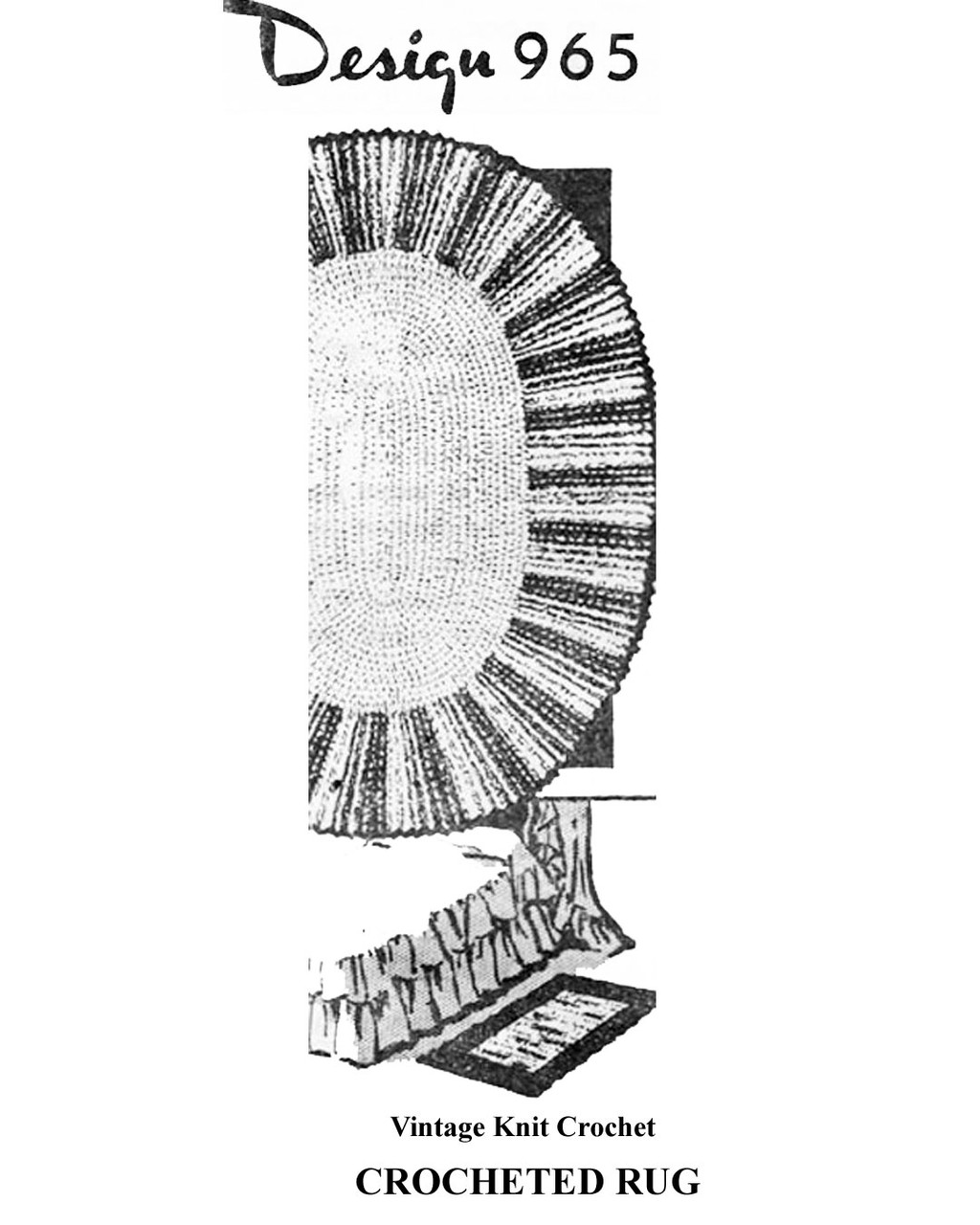 Crochet Oval Square Rug Pattern, Mail Order Design 965