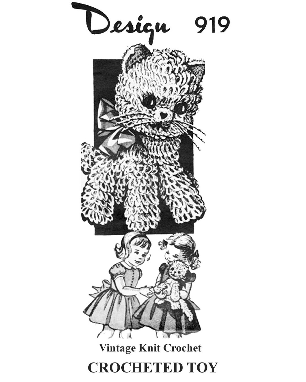 Crochet Loop Stitch Kitten Pattern Design 919