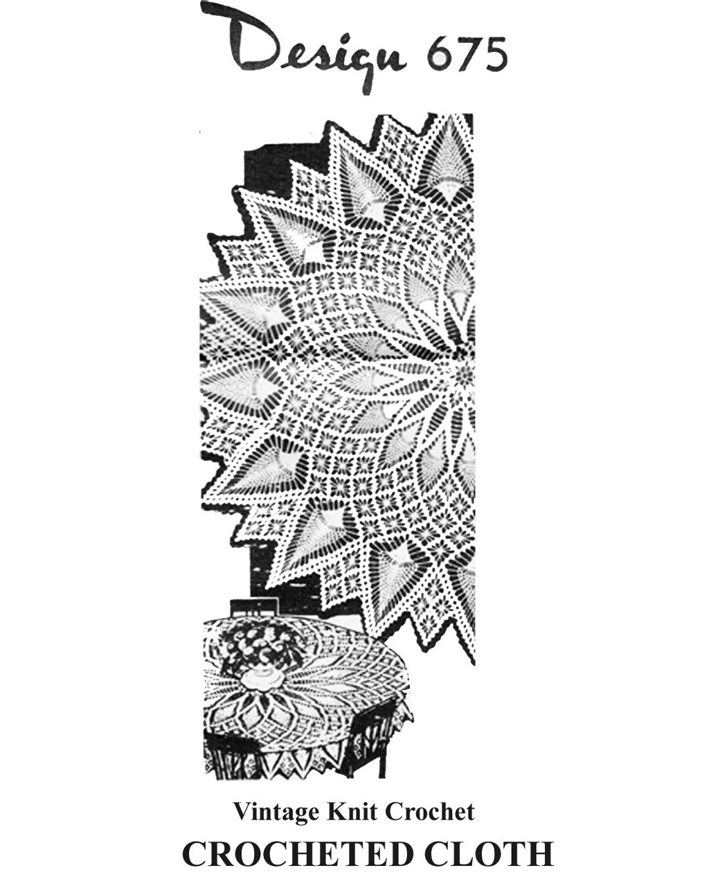 Crocheted Pineapple Cloth Pattern in two sizes, Mail Order Design 675