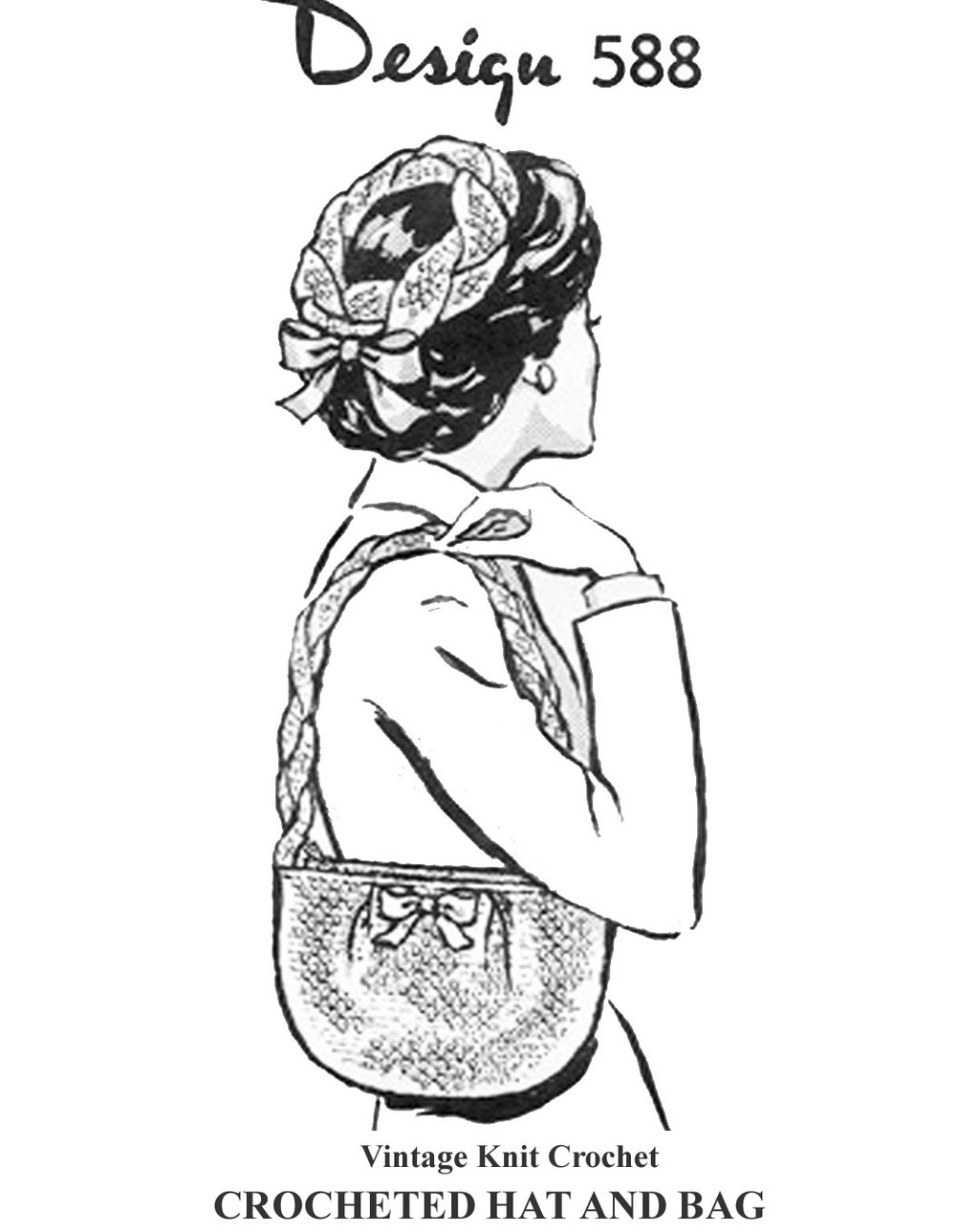 Crochet Tube Hat with Shoulder Bag Pattern Design 588