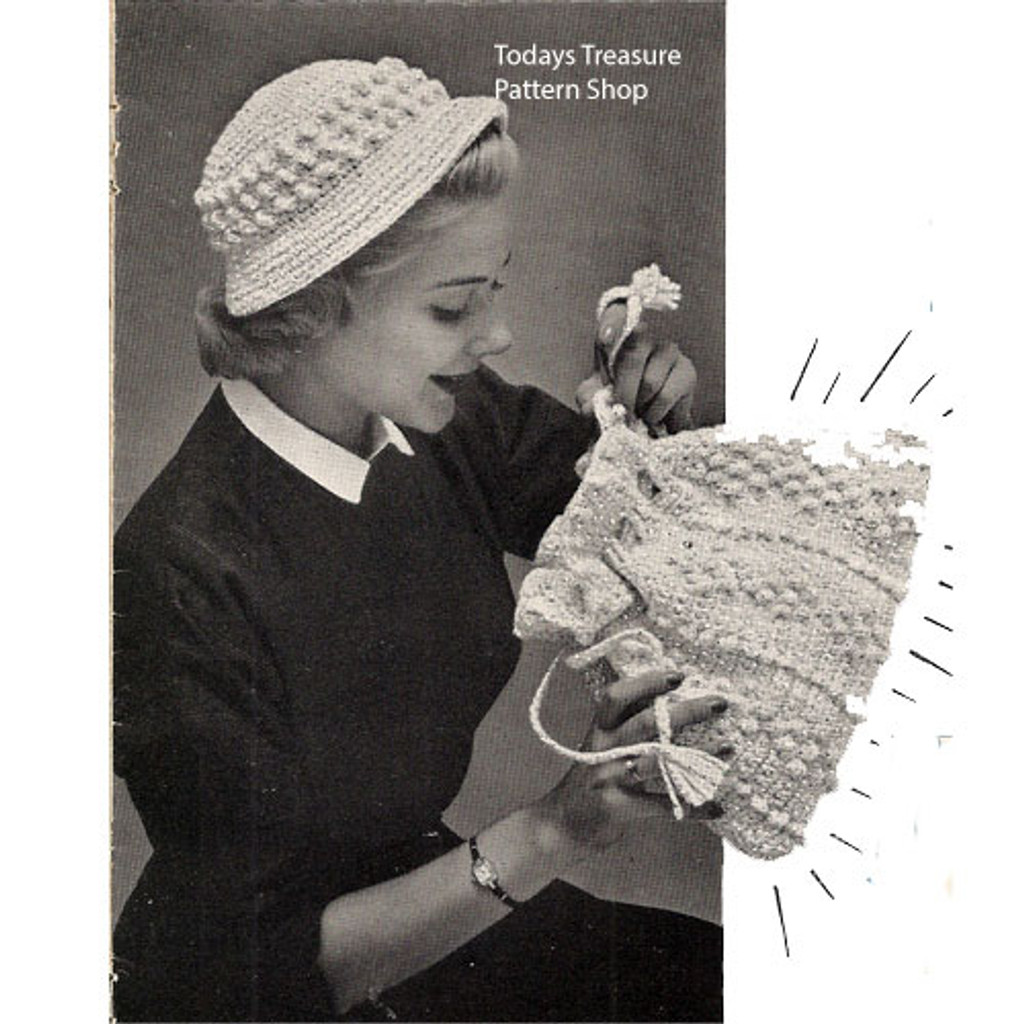Small Hat and Bag in Popcorn Stitch