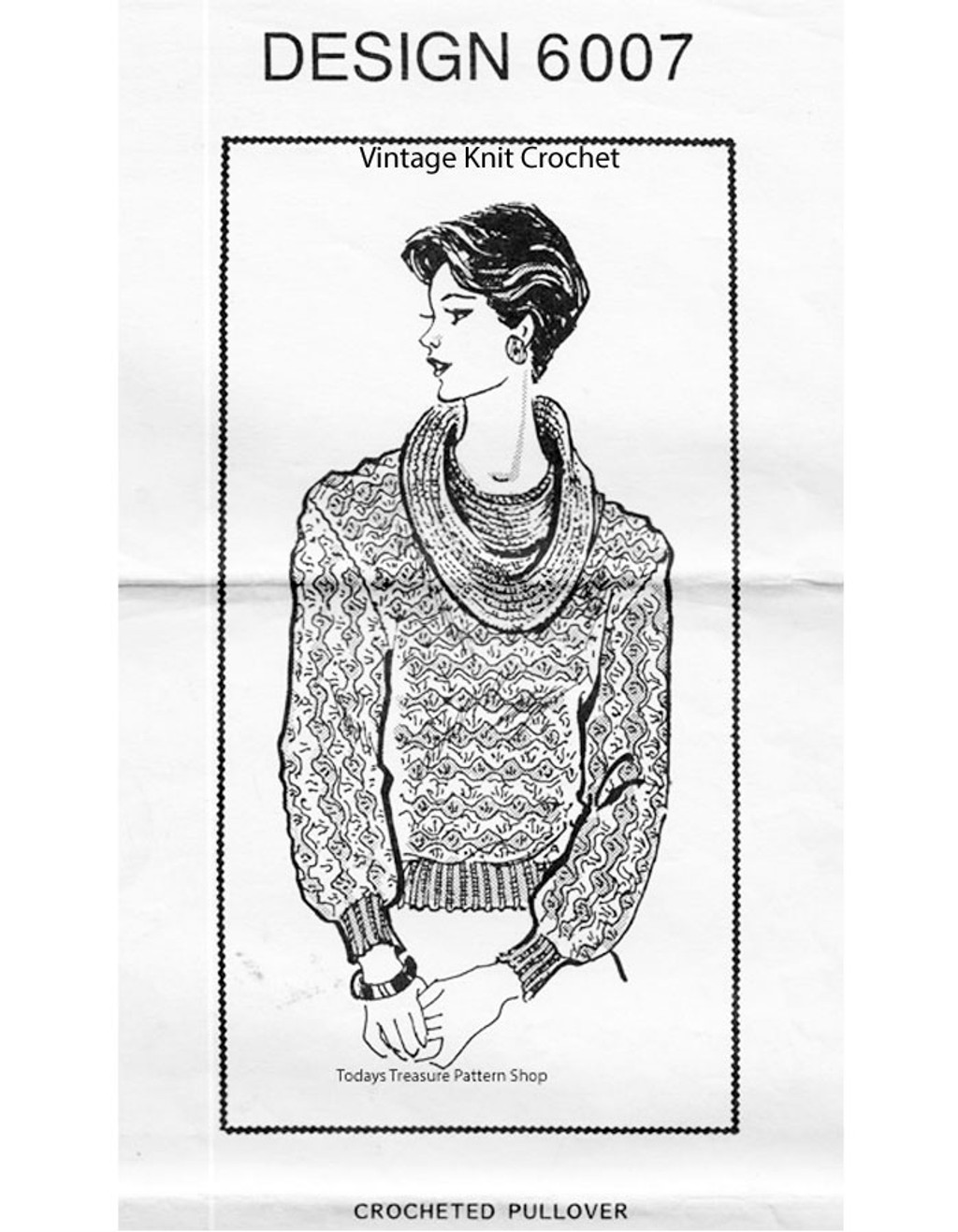 Crochet Cowl Sweater Pattern, Alice Brooks 6007 Mail Order
