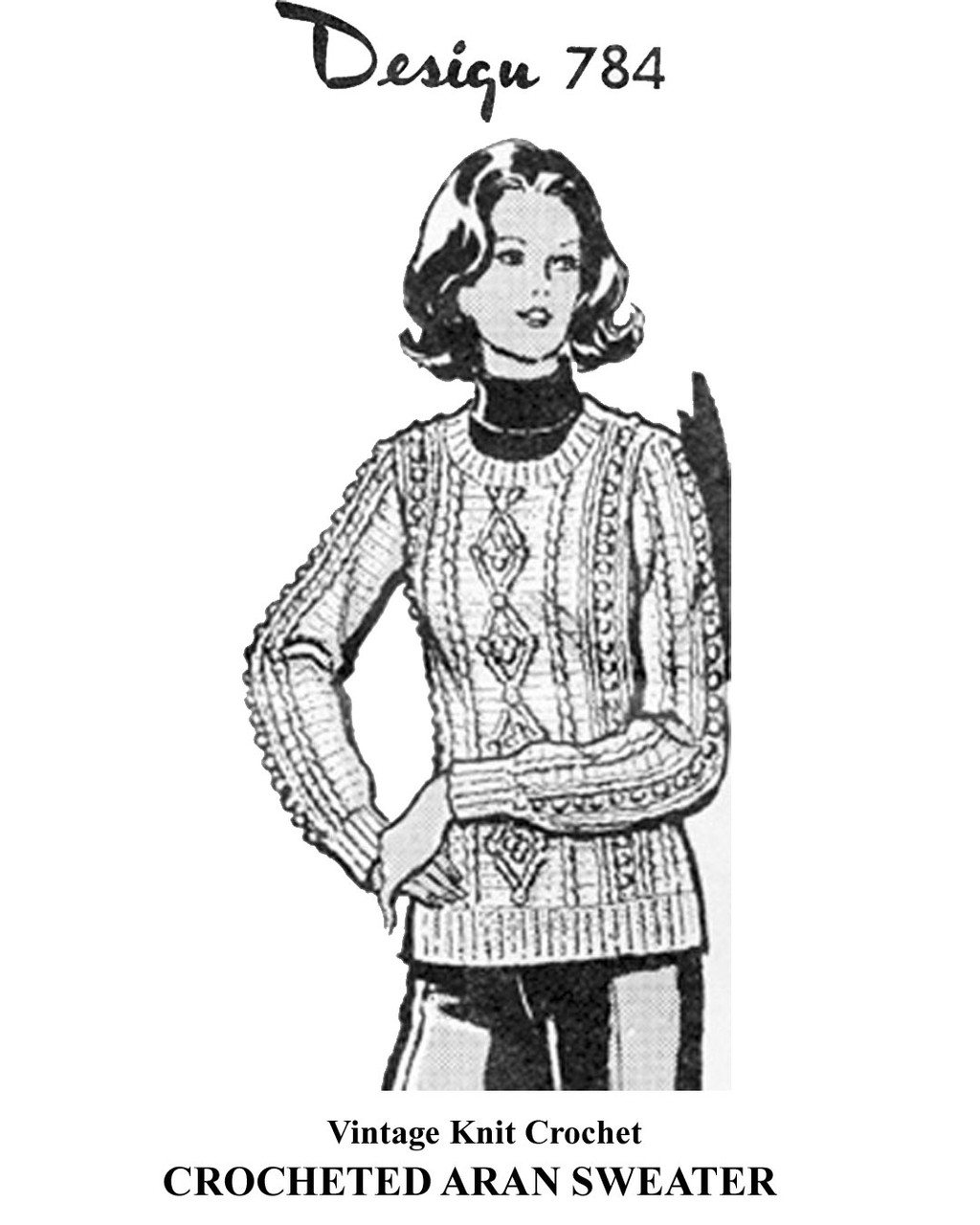Crochet Aran, Irish Fisherman Sweater Pattern, Laura Wheeler 784