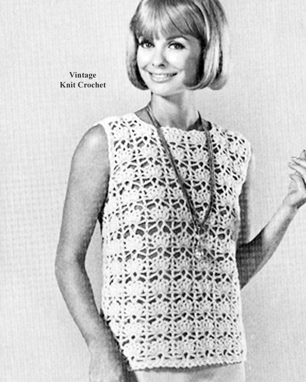 Easy Crochet Sleeveless Top Pattern in cluster and shell stitch