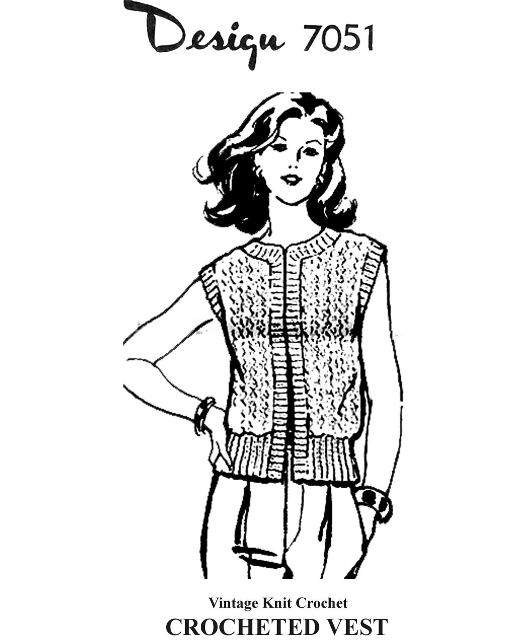 Crochet Vest Pattern, Sleeveless Top, Mail Order Design 7051