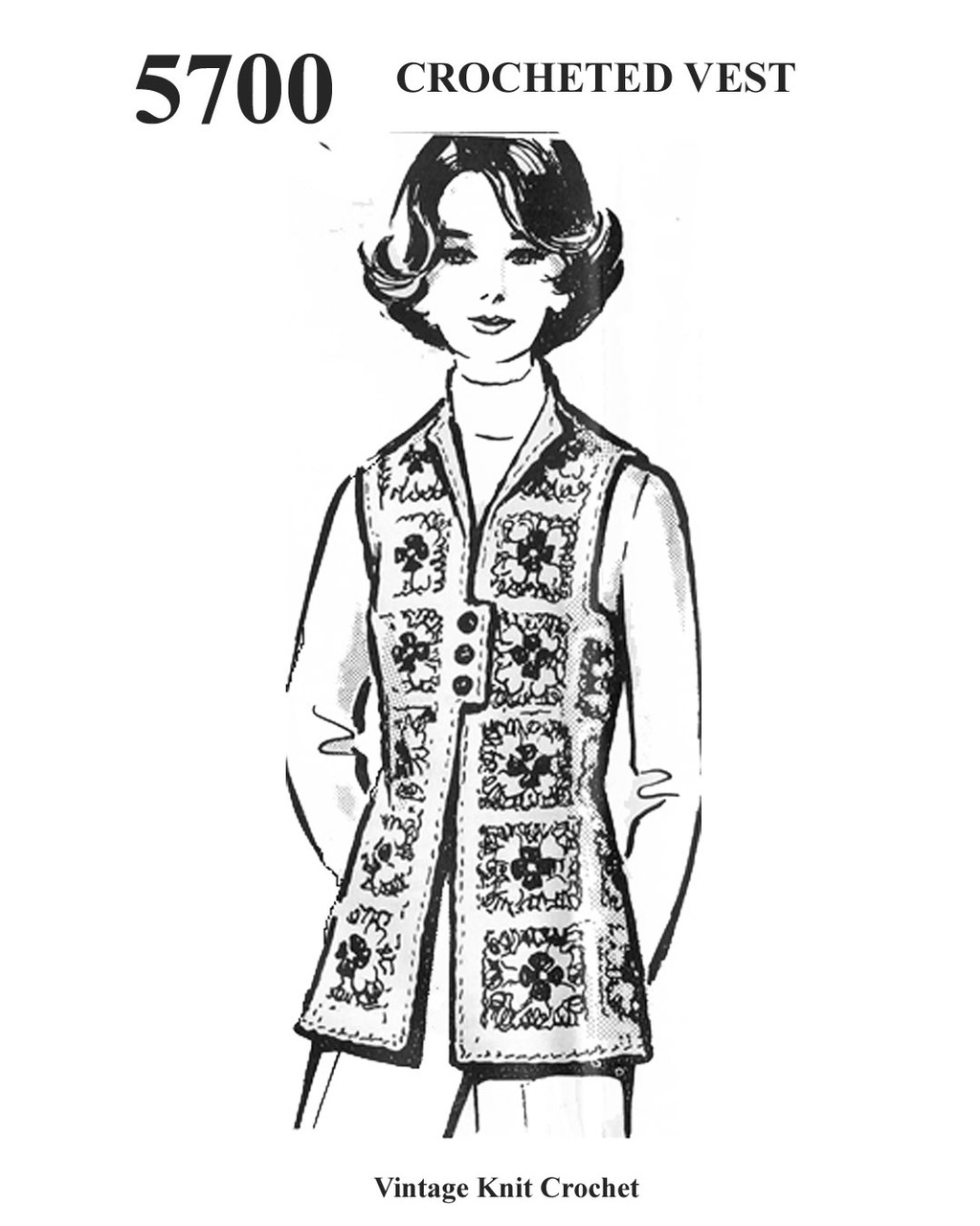 Crochet Squares Vest Pattern, small medium large, anne cabot creative designs No 5700