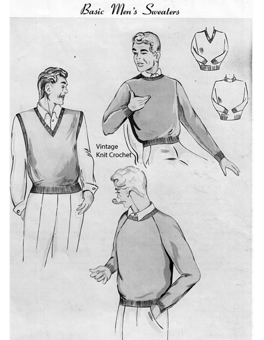 Mans Sweater Vest Knitting Pattern, Vintage 1950s