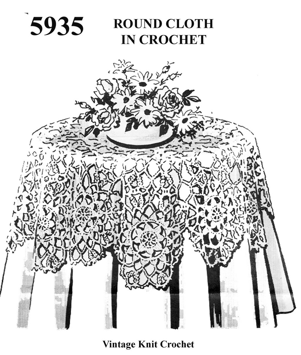 56 Inch Crocheted Round Cloth in medallions