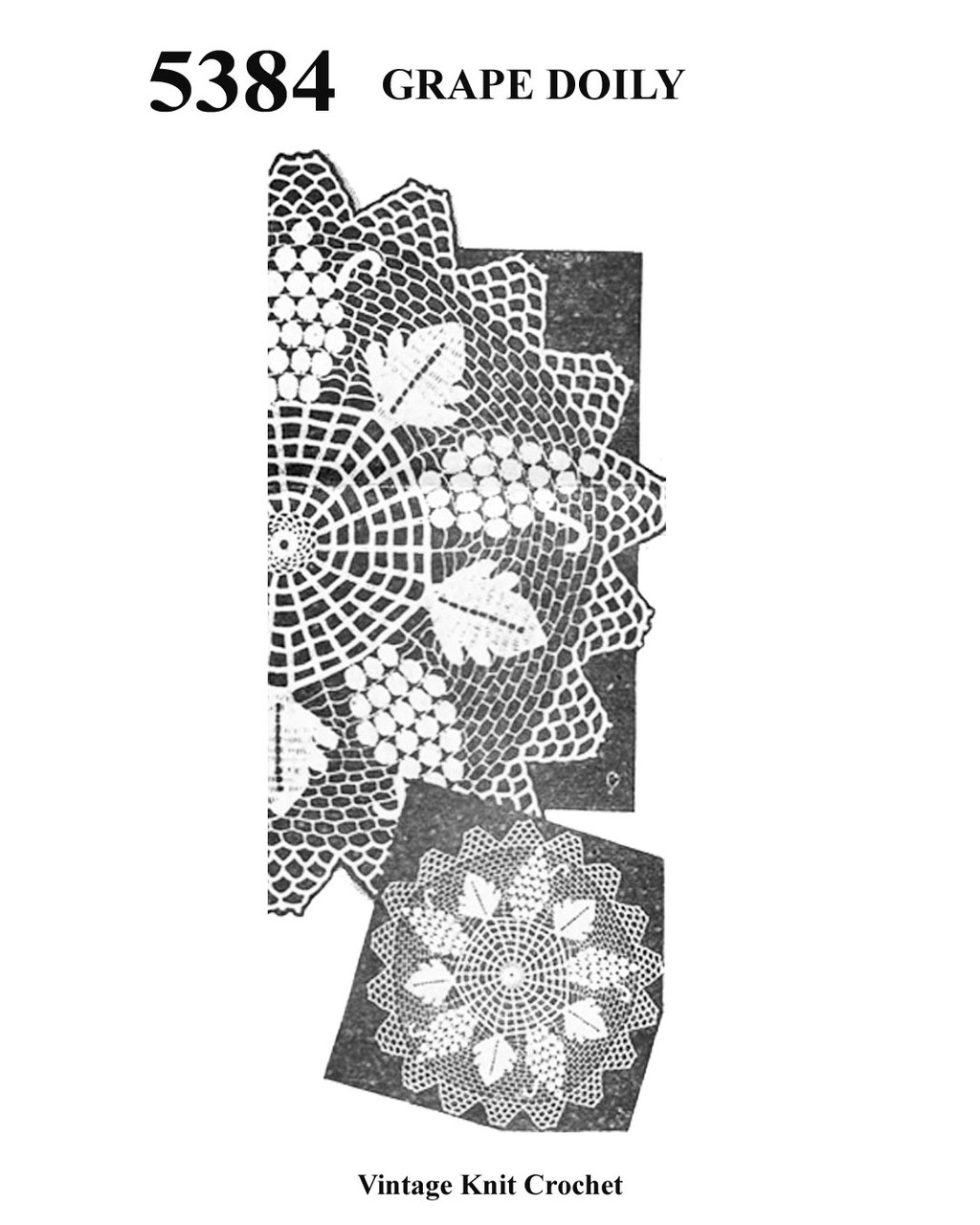Grape and Leaf Crochet Doily Pattern, Anne Cabot 5384