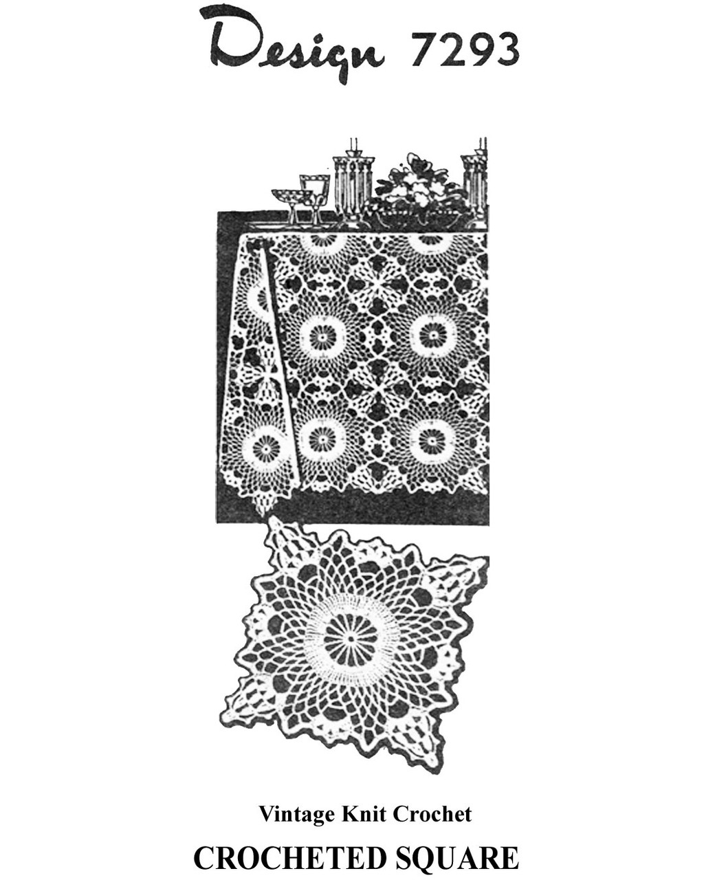 Crochet Loop Stitch Square Pattern in two sizes, Design 7293