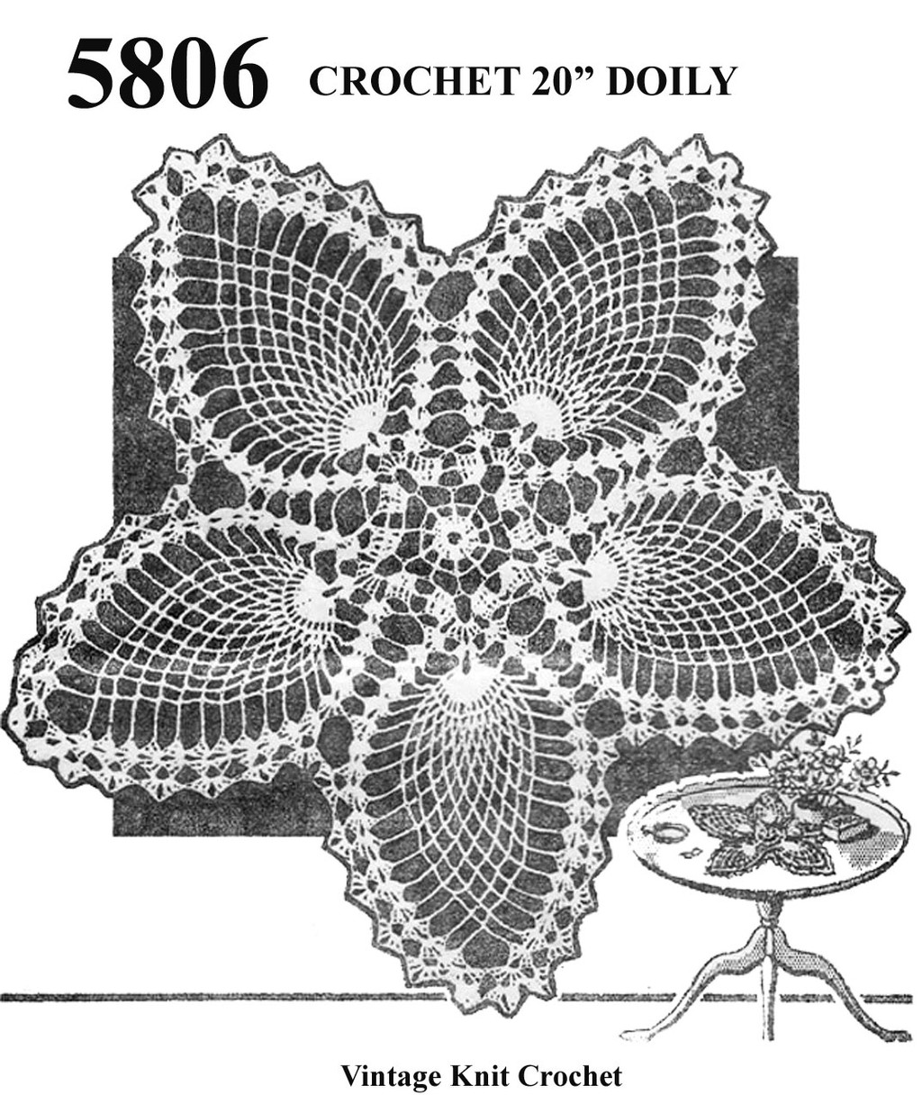 Pineapple centerpiece crochet doily pattern No 5806