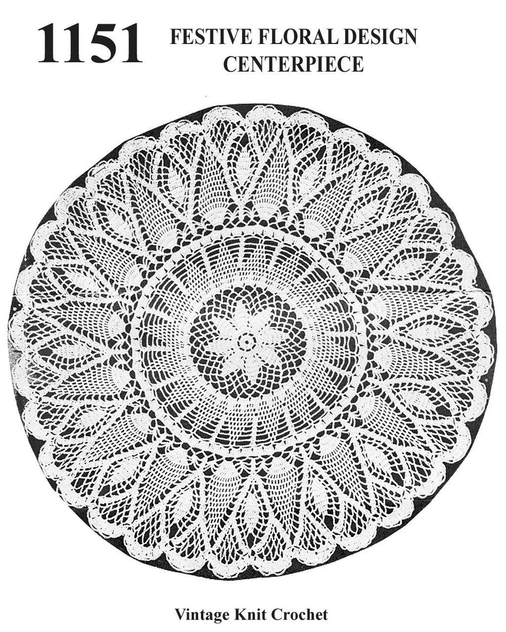 Large Flower Doily Crochet Pattern, Mail Order 1151 from Martha Madison