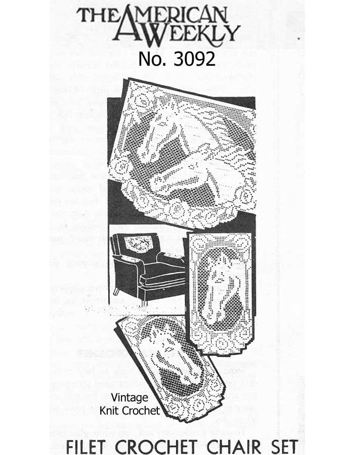 Two Horses Heads Filet Crochet Pattern Design 3092