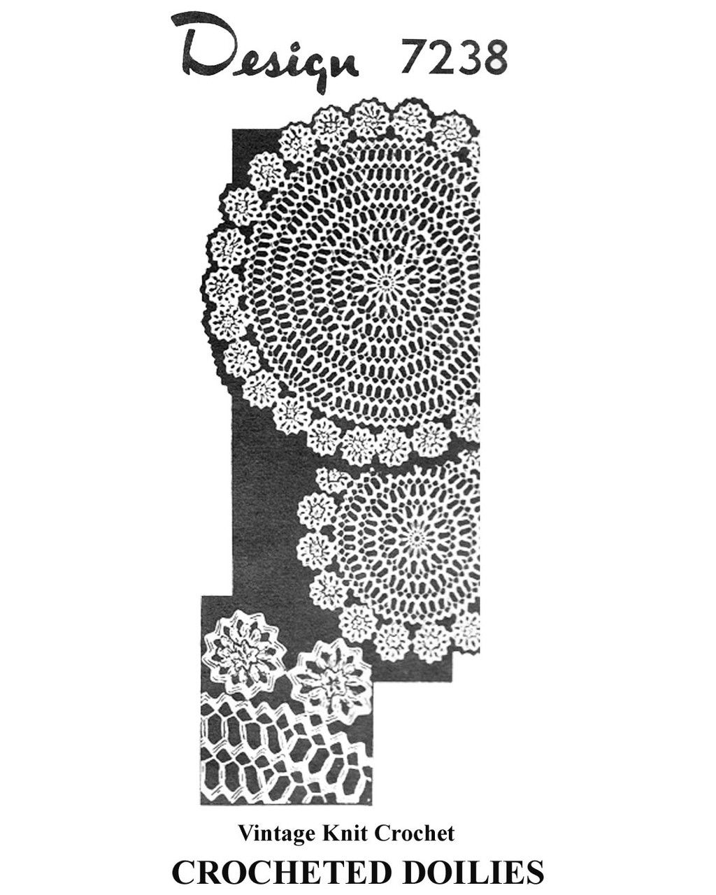Crocheted Doilies with Rickrack Medallion Border, Mail Order Design 7238