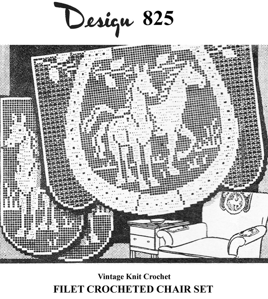 Filet Crochet Pattern, Horse in Horseshoe, Mail Order 825