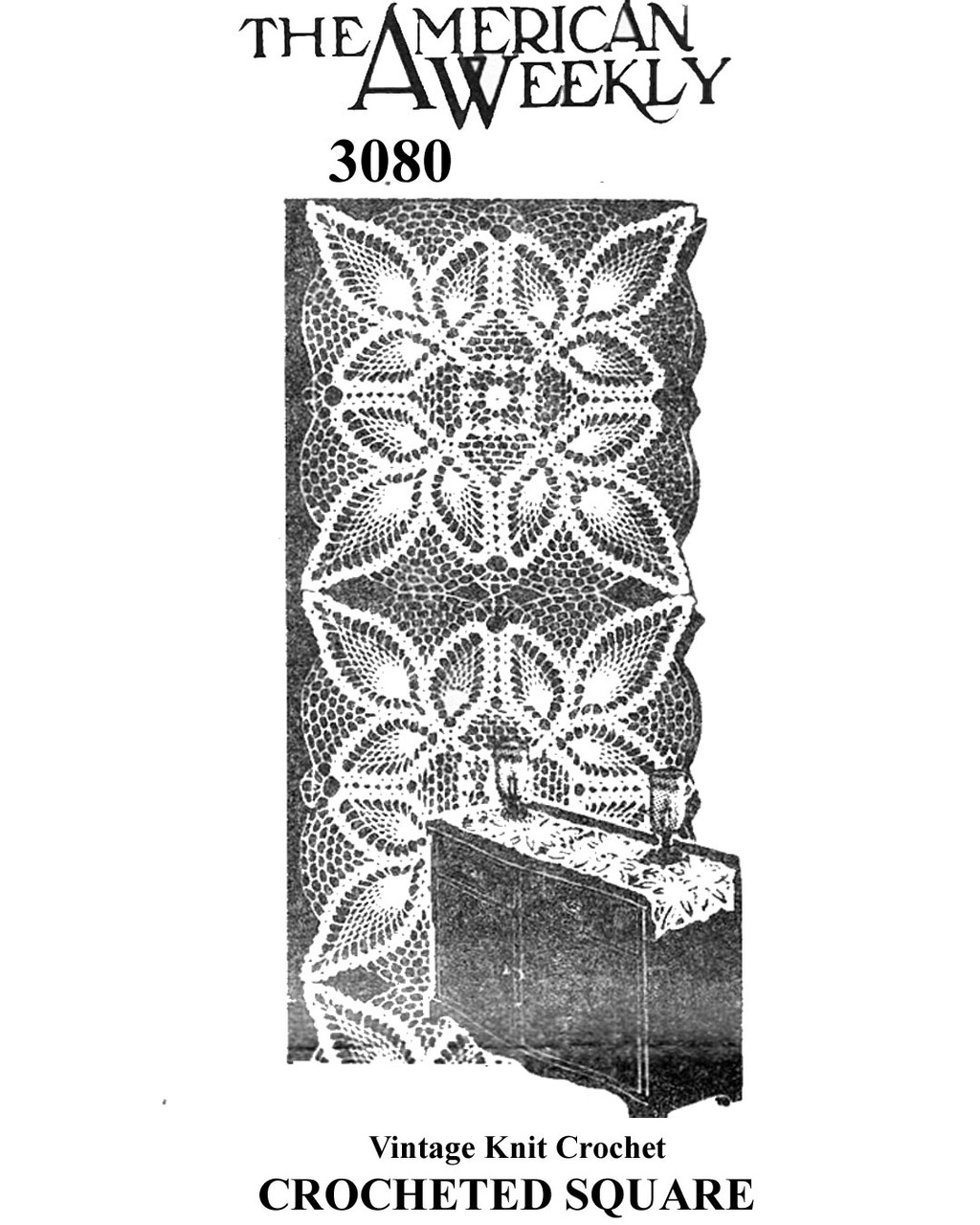 Large Pineapple Square Pattern for tablecloth or doily No 3080