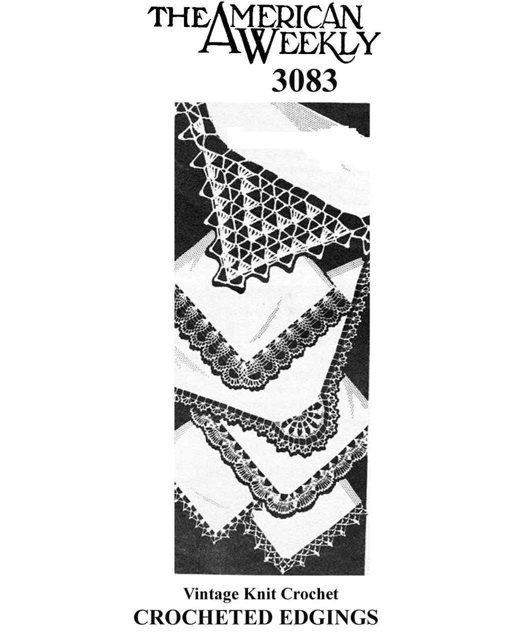 5 crochet edgings pattern, 1 hairpin lace, Mail Order No 3083