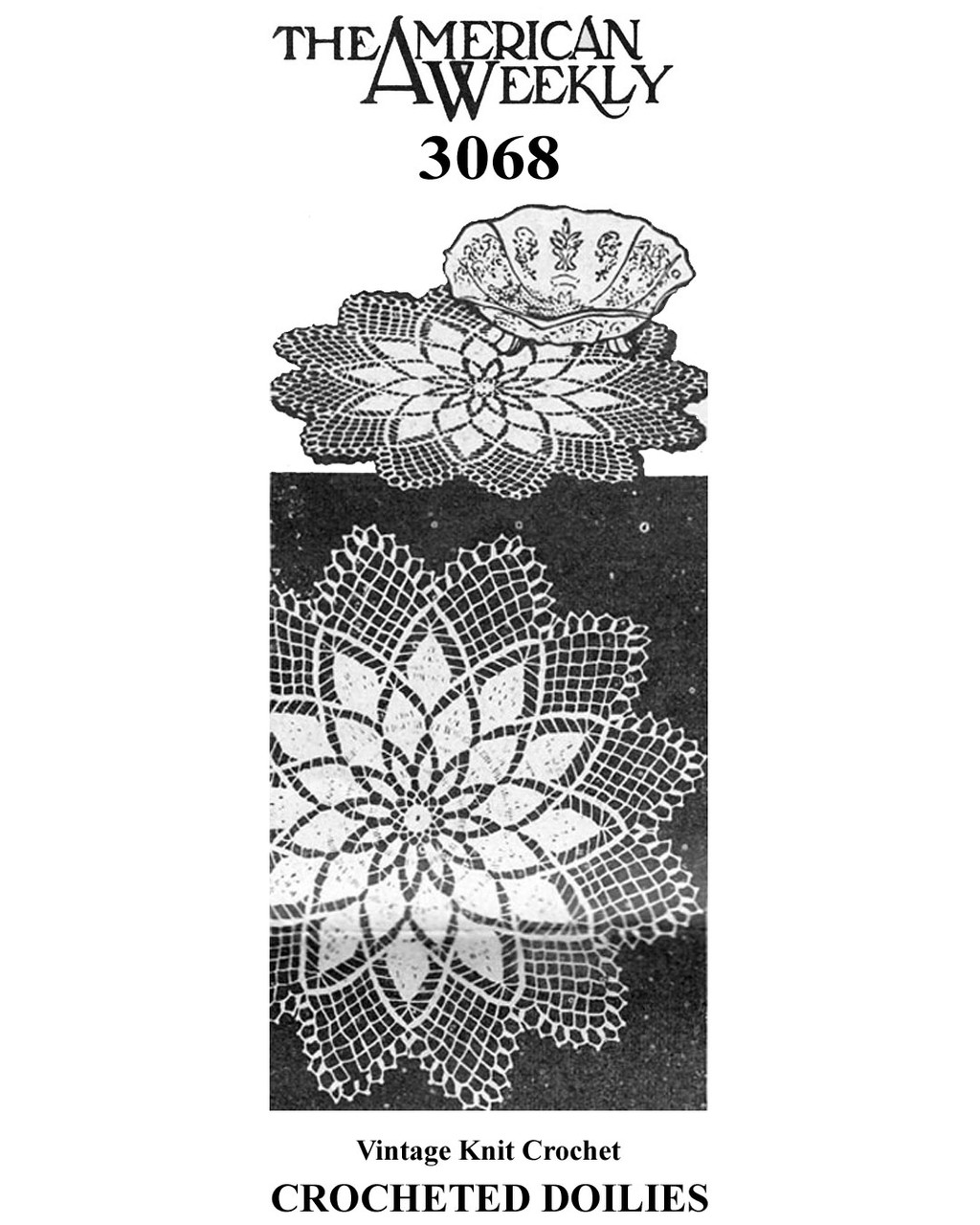 Chrysanthemum Motif Crochet Doilies Pattern No 3068