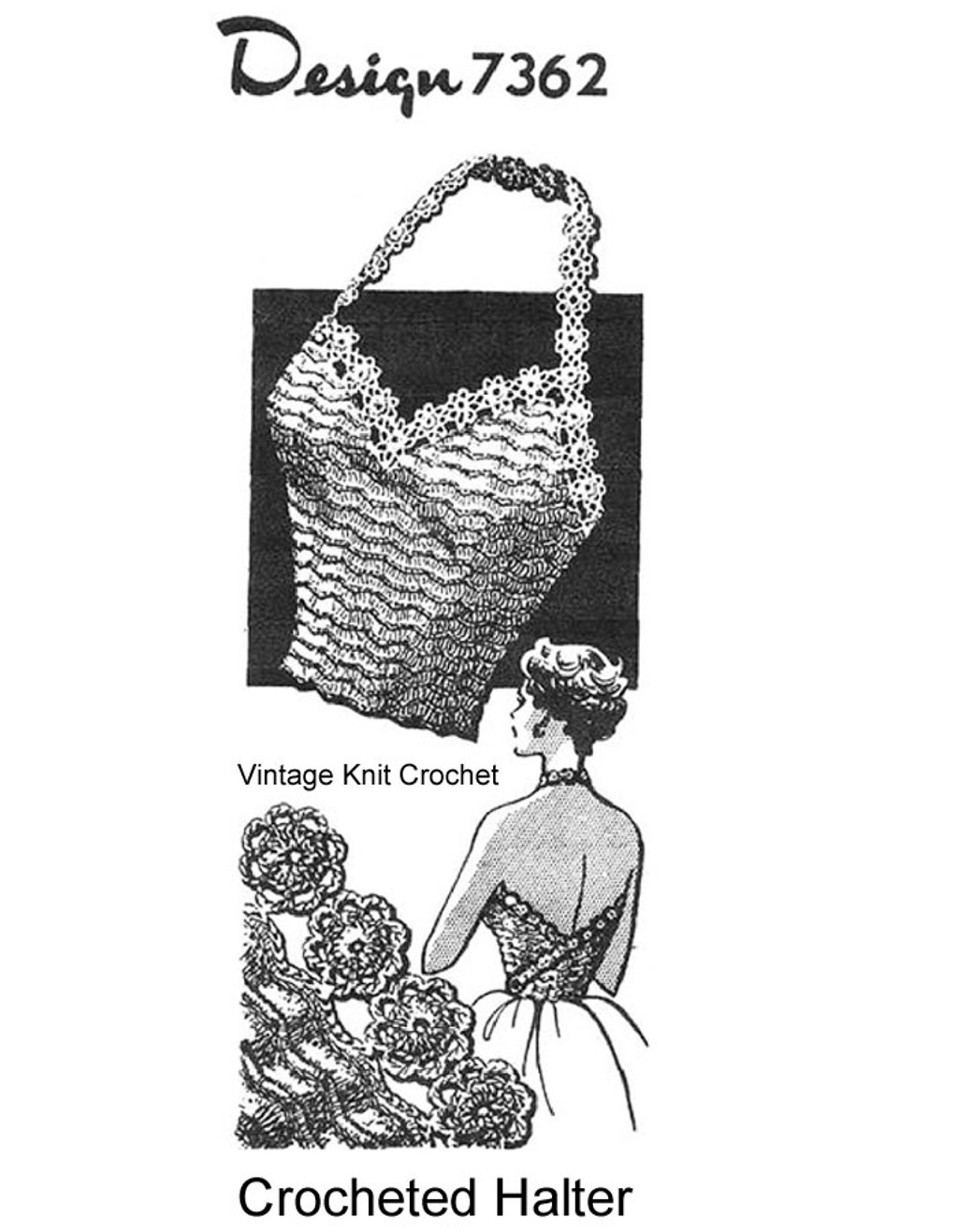 Vintage Crochet Halter Top Pattern, Design 7362, Alice Brooks