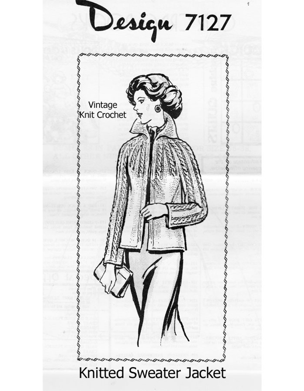 Cable Jacket Knitting Pattern, Mail Order Design 7127