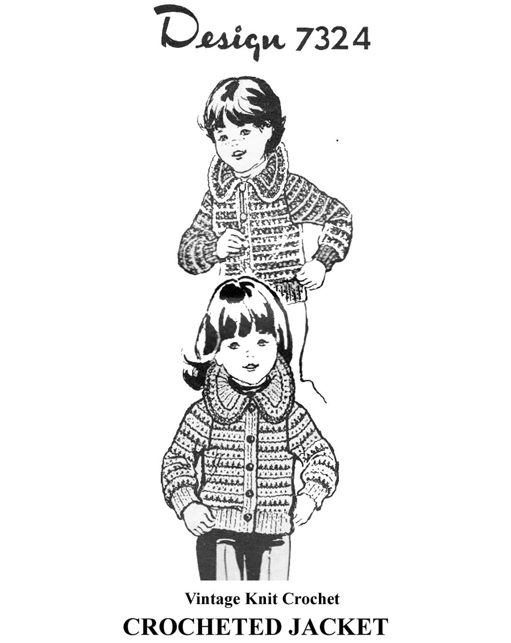 Boys Girls Crochet Jacket Pattern, Striped Design 7324