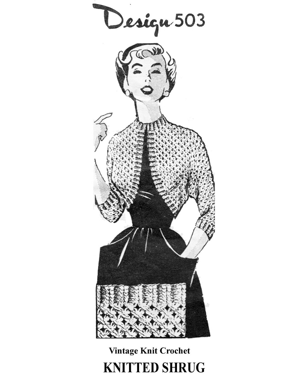 Easy knit shrug jacket pattern, Laura wheeler design 503