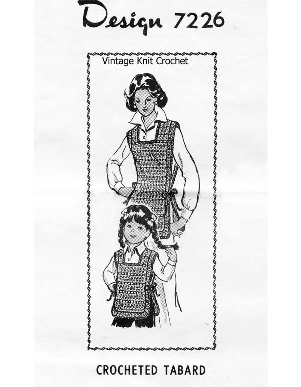 Crochet tabard vest pattern, mother daughter Design 7226 crochet-tabard-vest-pattern-mother-daughter-design-7226