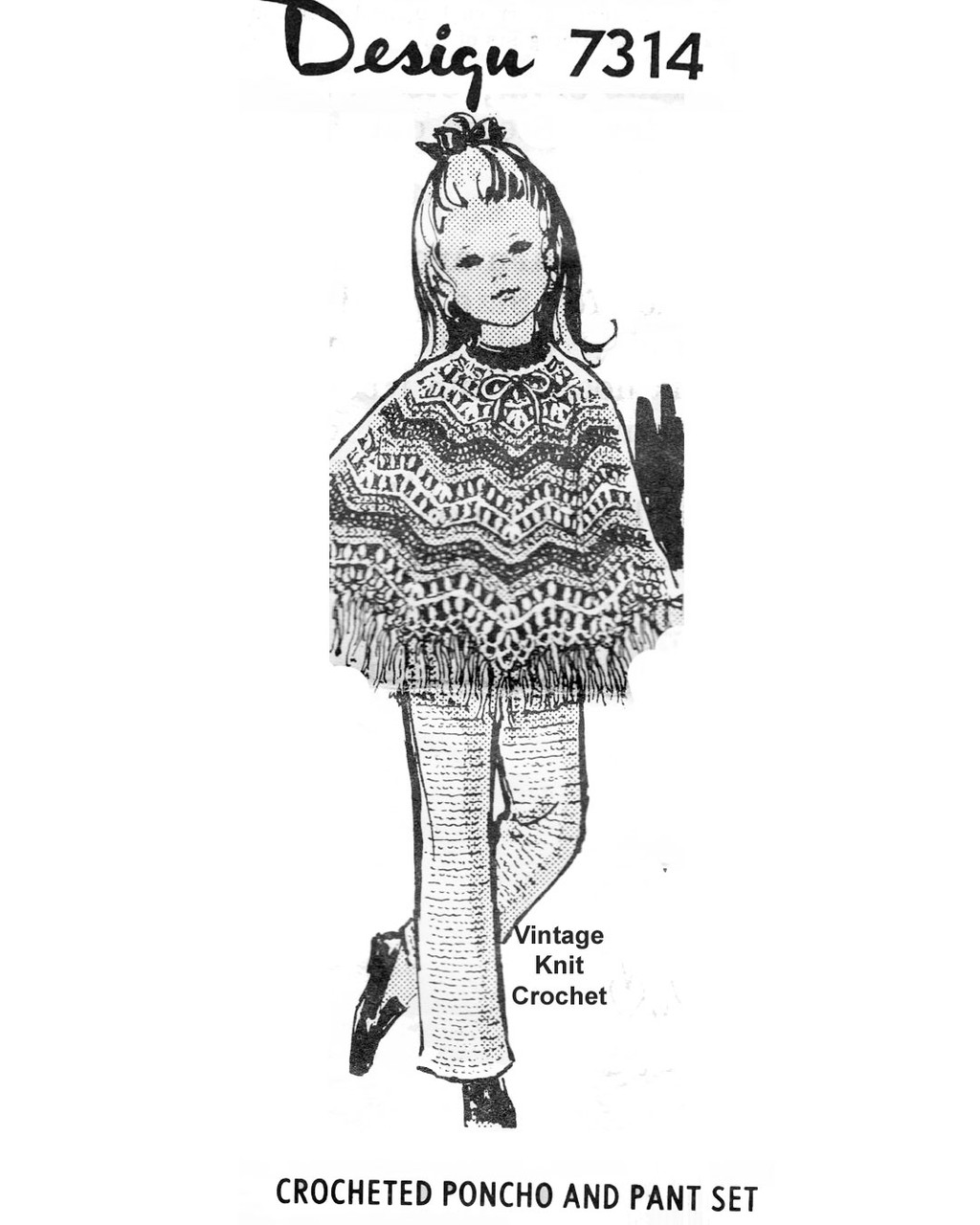 Girls ripple poncho crochet pattern Design 7314