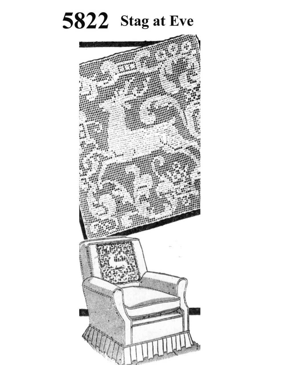 Filet Crochet Buck Pattern, Mail Order 5822, Anne Cabot