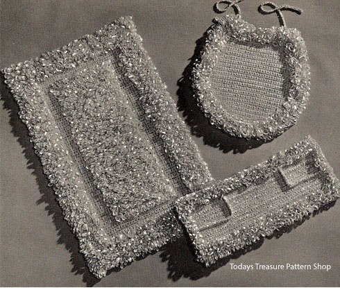 Easy Loop Stitch Bathroom Rug Crochet Pattern Set