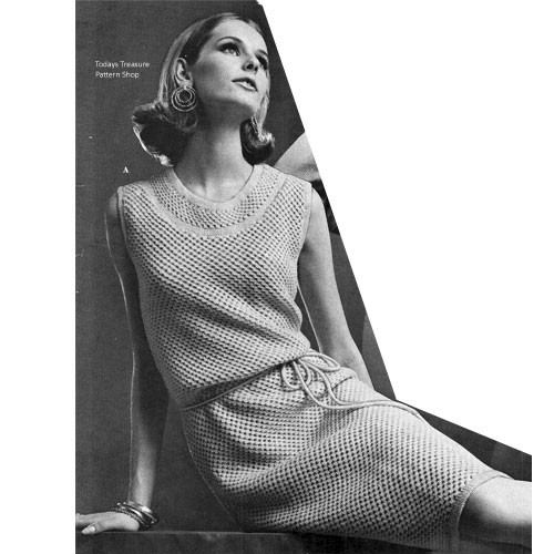 Knitted Sleeveless Belted Dress Pattern