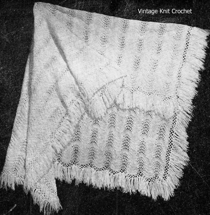 Square Lace Knitted Shawl or Baby Blanket