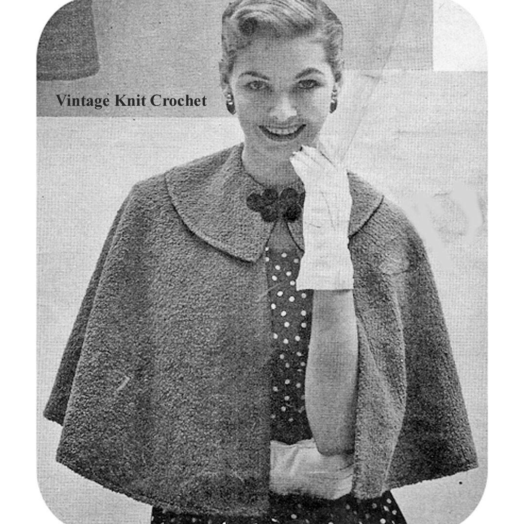 Knee Length Collar Cape Knitting Pattern