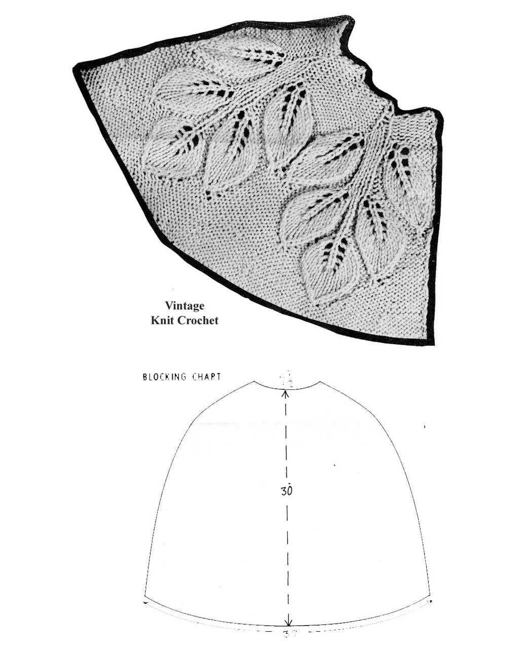 Cape Knitting Pattern with Raised Leaf Yoke Motif, Mail Order Design ...