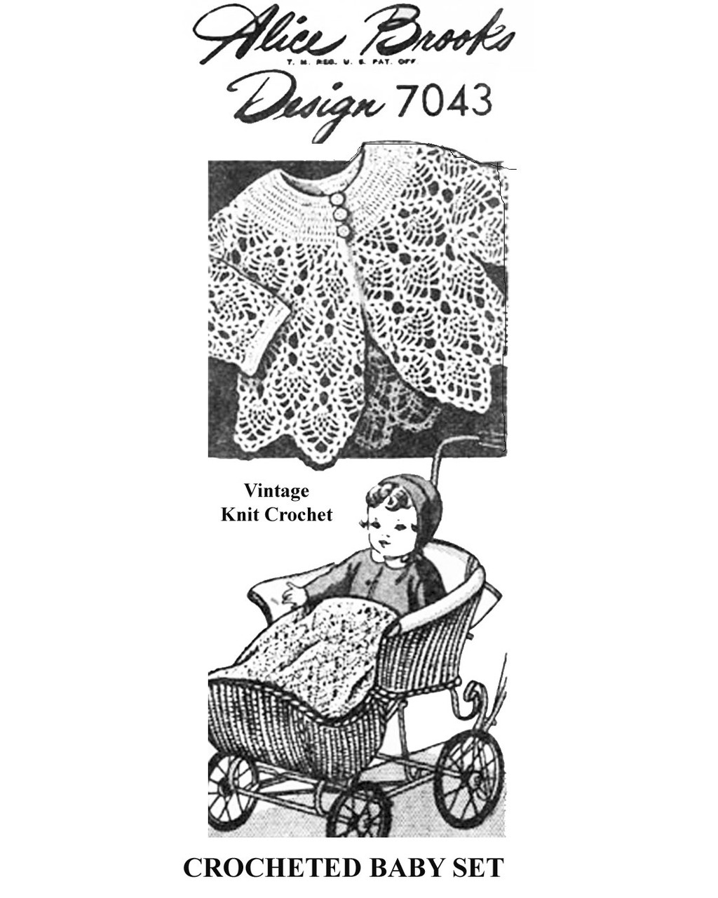 Crochet Baby Set Pattern, Jacket Blanket Mail Order Design 7043